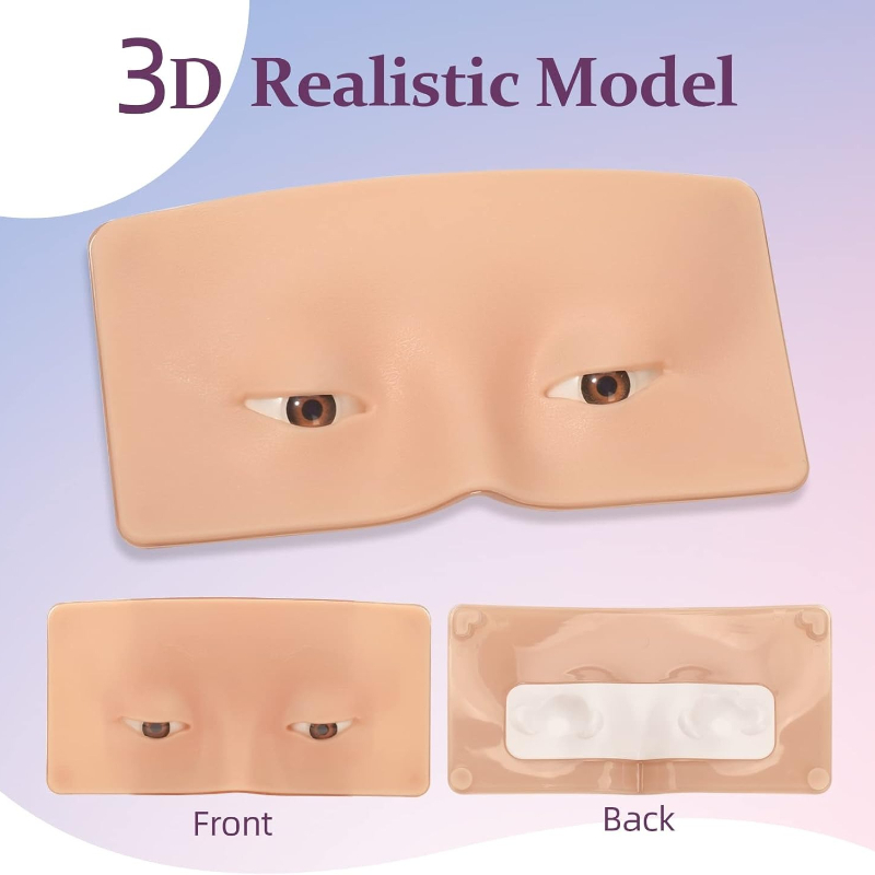 Eyelash Extension Open Eye - 3D Silikon Yüz Makyaj Pratik Tahtası